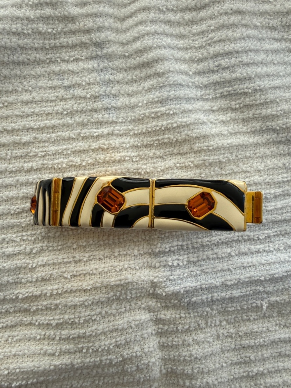 Gold-Tone Zebra Print Stretch Bracelet with Amber Accents - Picture 3 of 4